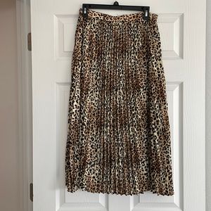 Cheetah pleated midi skirt
